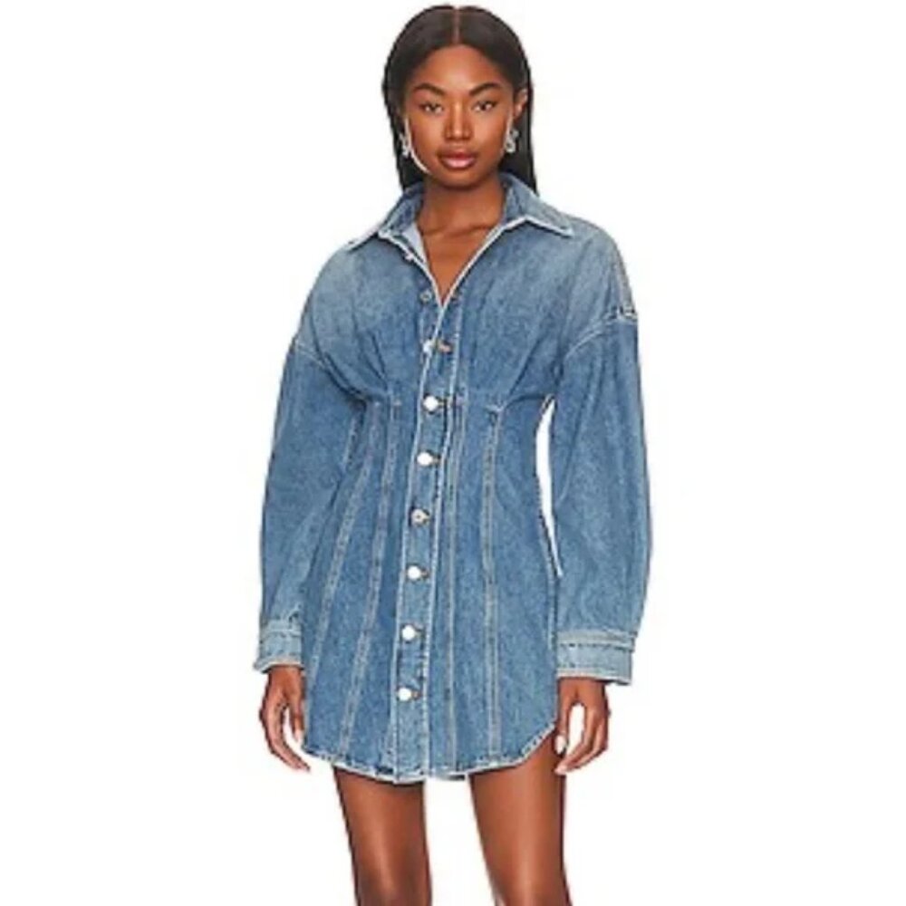 GRLFRND Denim Corset Shirt Dress – Size S